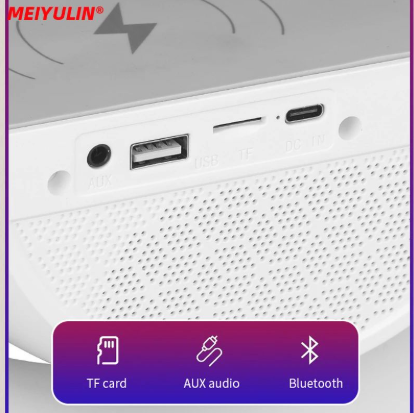 G Lamp Smart Bluetooth Speaker Wireless Fast Charger Station LED RGB Desk Light Support TF Card AUX for iPhone 14/13 Samsung Power bank..