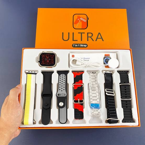 7 In 1 Ultra Smart Watch Series 8 Wireless Charging 7 Straps(Random color).