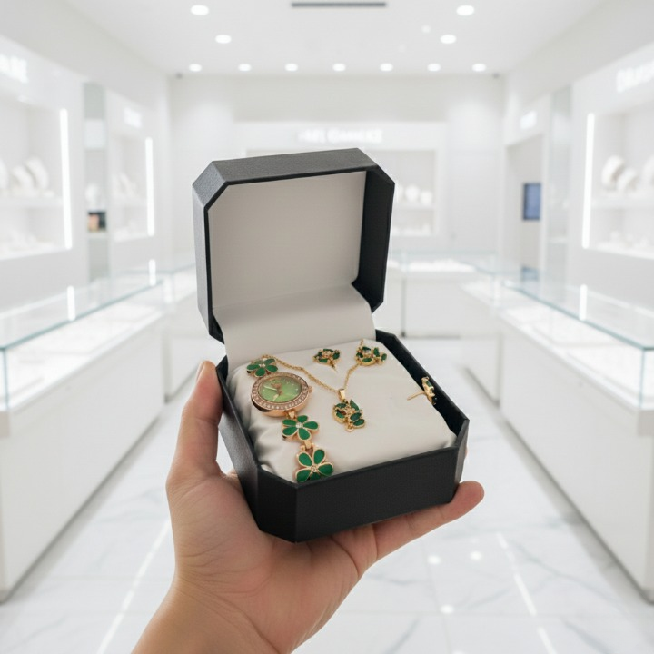 Ladies Jewellery And Bangle With Watch Elegant Stylish Durable Quality Timeless Fashion Accessory (With Box).