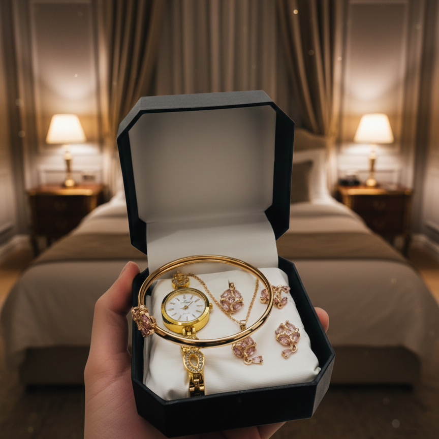 Ladies Watch With Jewellery & Bangle Elegant Stylish Durable Quality Timeless Design (With Box).