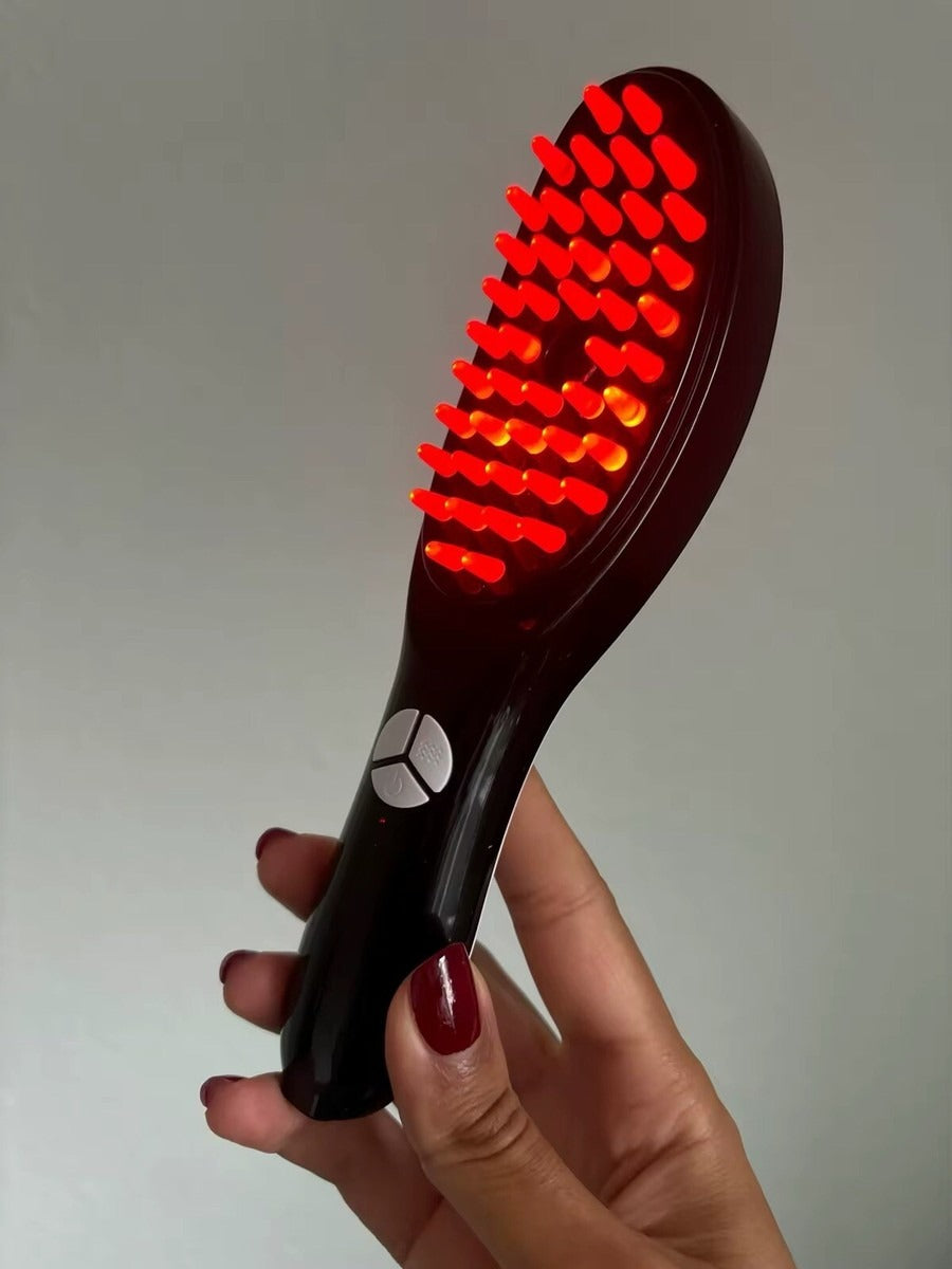 Electric Massage Comb – Blue & Red Light Therapy, Vibration Brush, Spray & Negative Ion Scalp Massager (Rechargeable).
