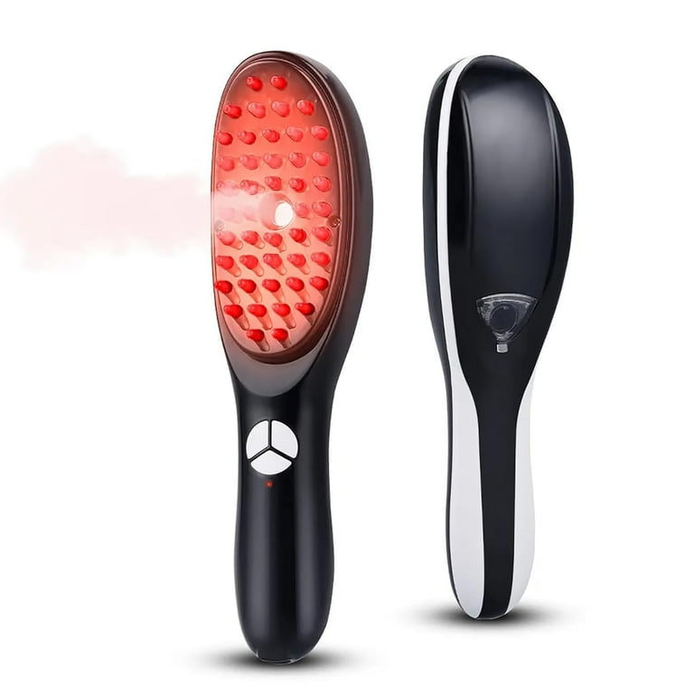 Electric Massage Comb – Blue & Red Light Therapy, Vibration Brush, Spray & Negative Ion Scalp Massager (Rechargeable).