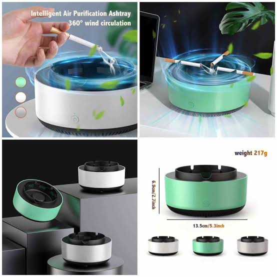 Self Extinguishing Smart Ashtray Smokeless Ashtray Air Purifier Anti-odor Anti-smoke Ashtrays Smoking Accessories.