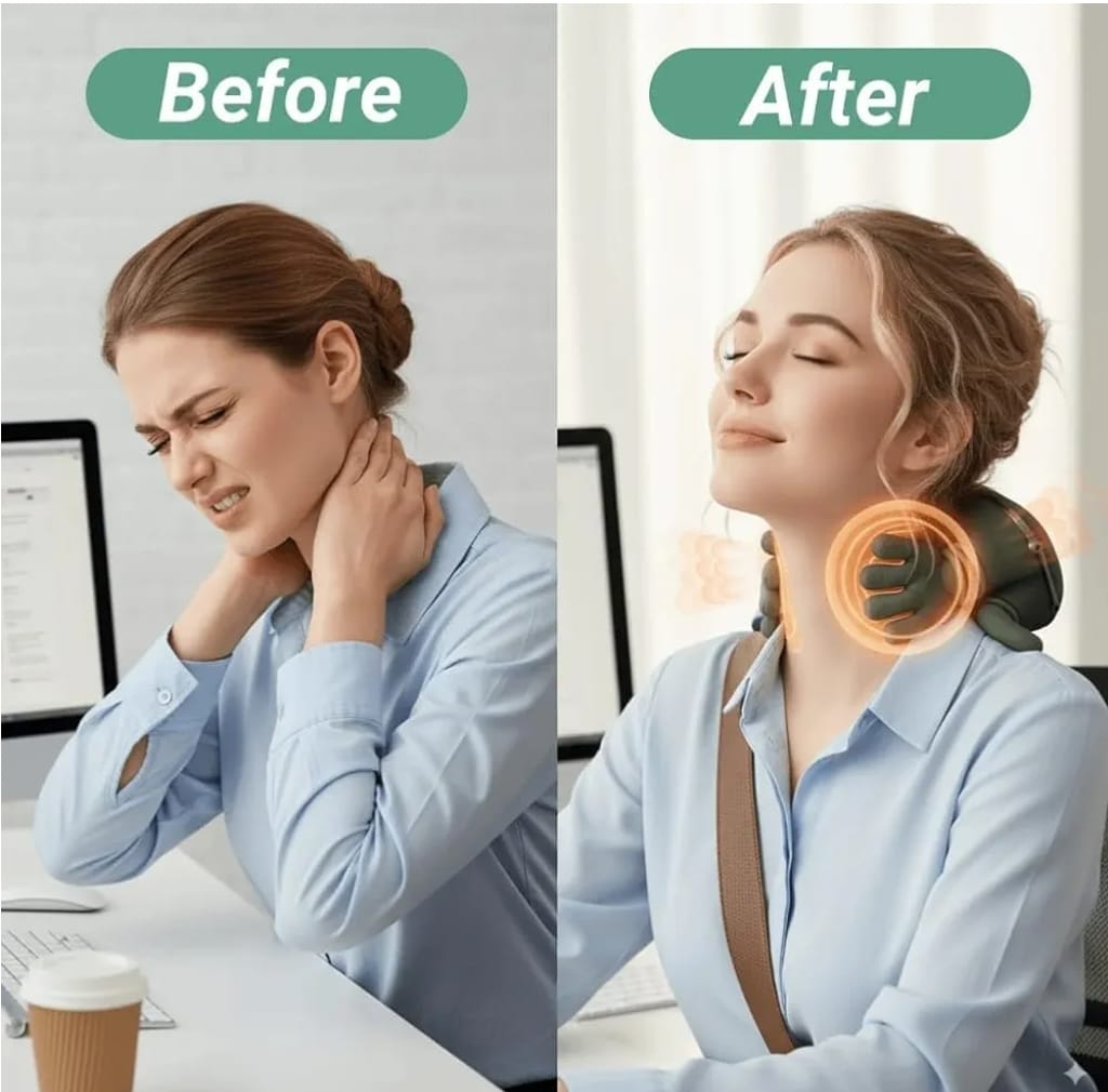 Human Hand Style Heated Neck And Shoulder Massager Portable Wireless Deep Tissue 4D Finger Pressure.