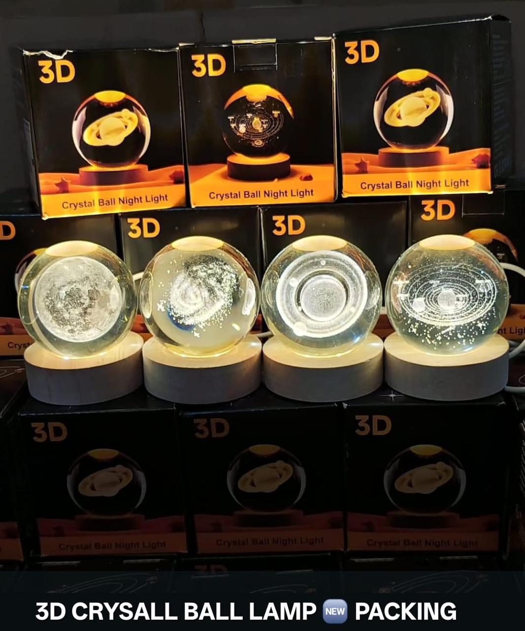1 Pc USB LED Galaxy Crystal Ball Lamp | 3D Planet Moon Night Light | Bedroom & Party Home Decor | Kids Birthday Gift (Random Design).