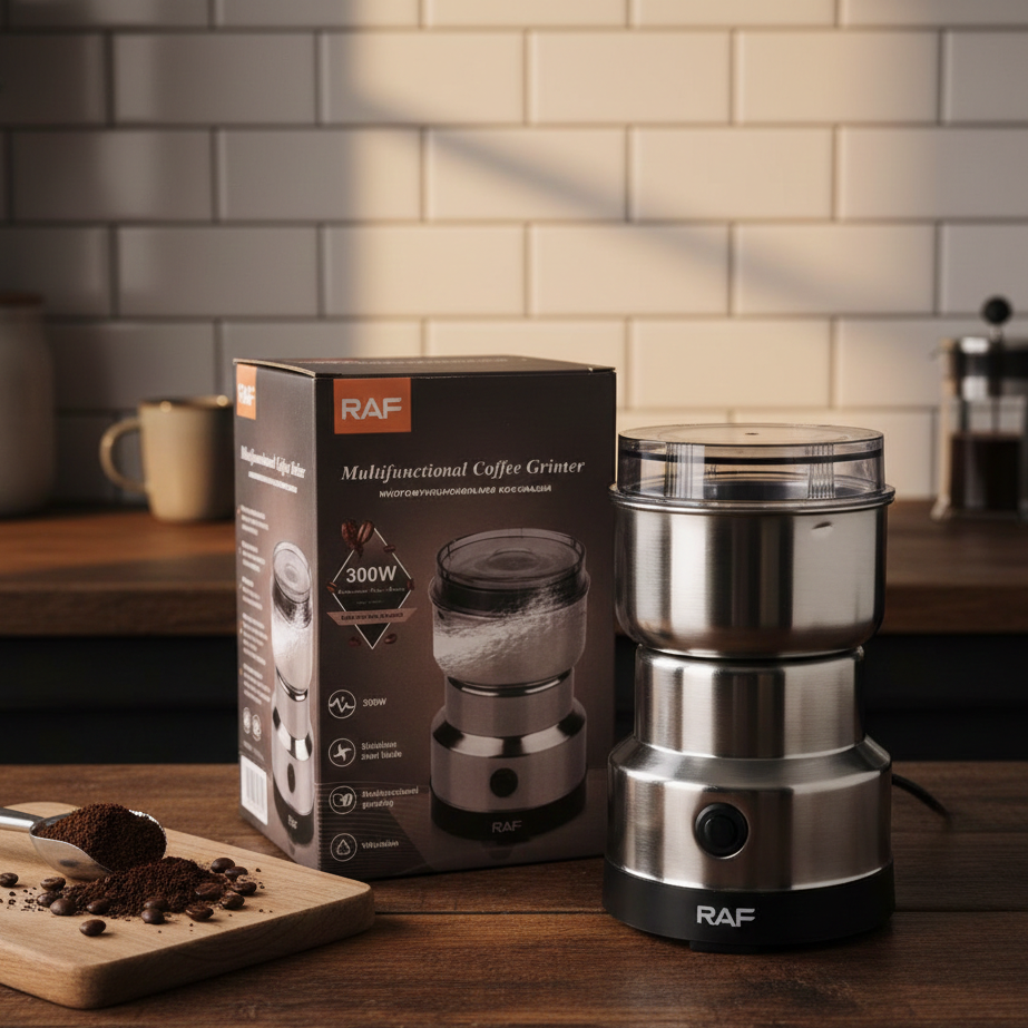 RAF R‑7113 Electric Grinder | 300W | Stainless Steel Blades | 85‑100g Capacity | Coffee, Spices & Masala.