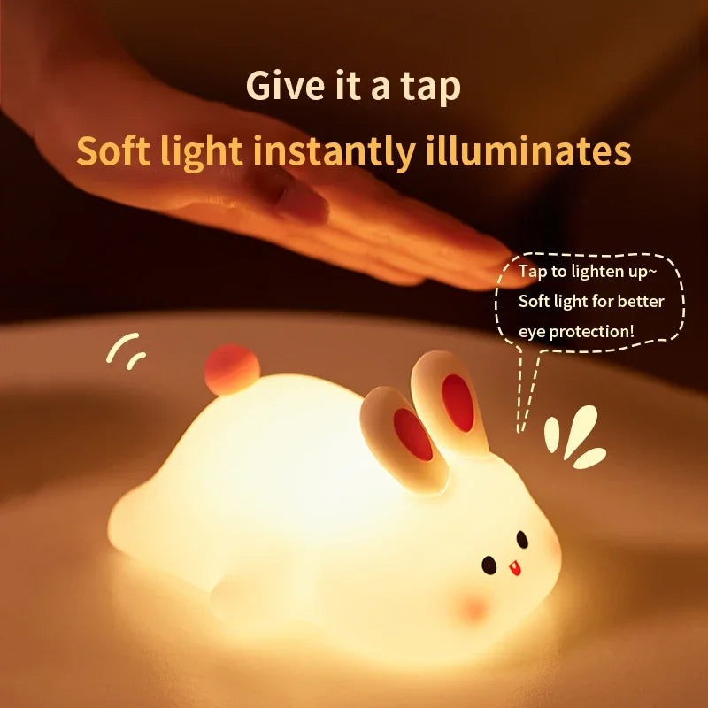 Cute Rabbit Silicone Lamp – Soft Touch Night Light for Kids & Home Decor.
