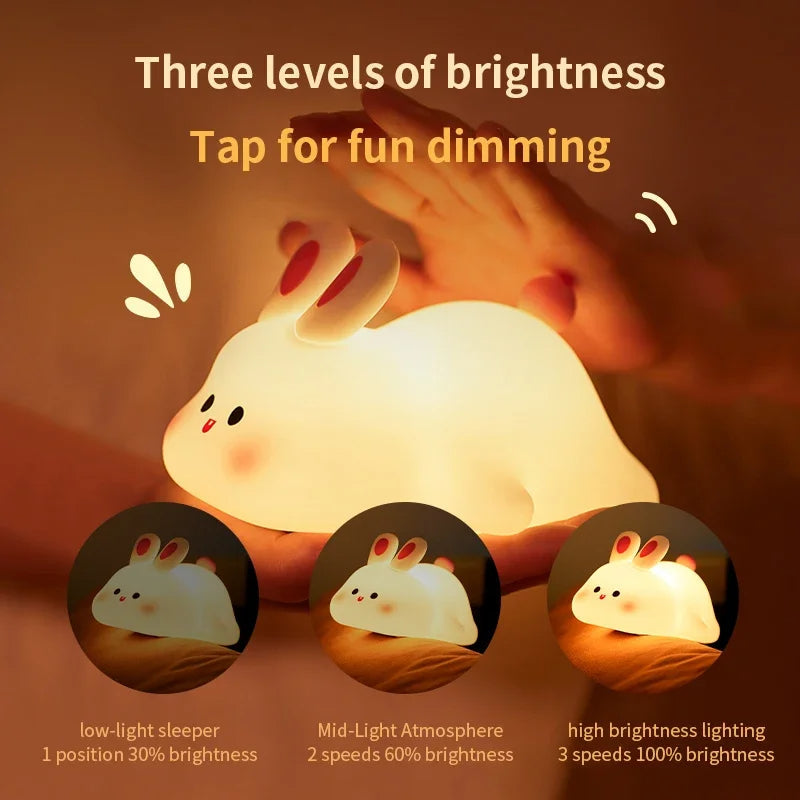Cute Rabbit Silicone Lamp – Soft Touch Night Light for Kids & Home Decor.