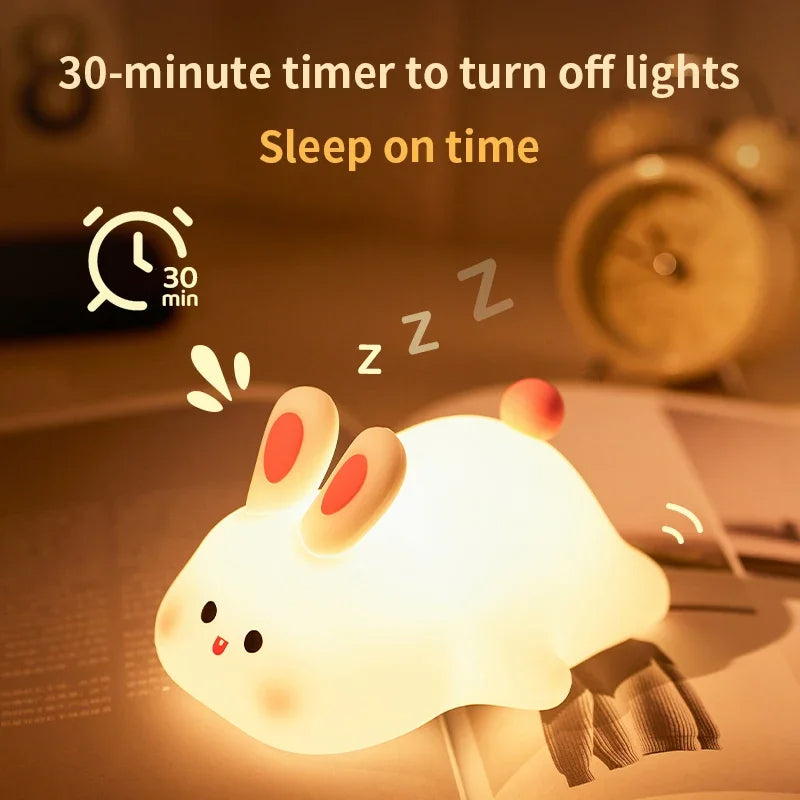 Cute Rabbit Silicone Lamp – Soft Touch Night Light for Kids & Home Decor.