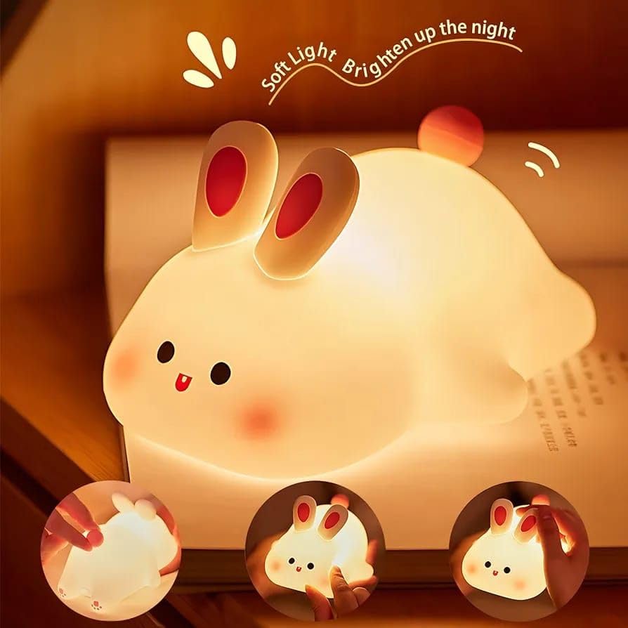 Cute Rabbit Silicone Lamp – Soft Touch Night Light for Kids & Home Decor.