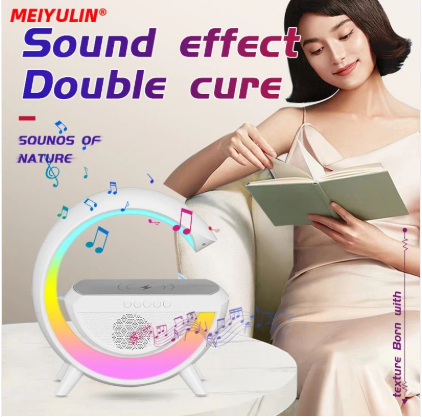 G Lamp Smart Bluetooth Speaker Wireless Fast Charger Station LED RGB Desk Light Support TF Card AUX for iPhone 14/13 Samsung Power bank..